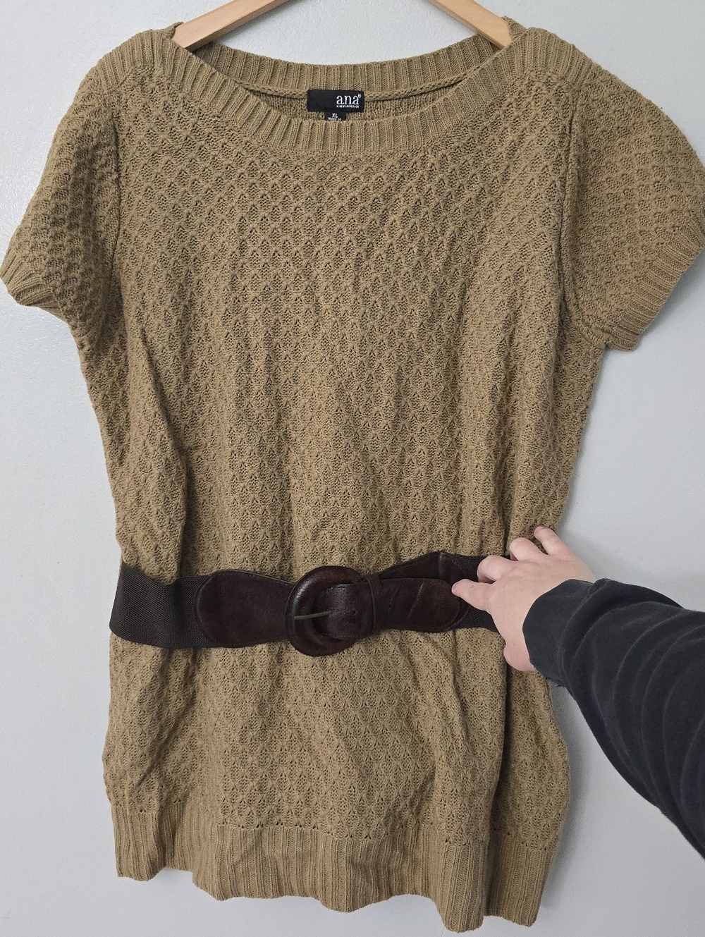 Ana Long Sweater Size XL Short Sleeves Knit Belted Fairy Grunge Dark Academia